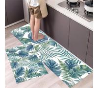 2 Pezzi Tappetini Da Cucina,Tappeto Pappagallo Tigre Acquerello Della Giungla,Tappeto Passatoia Cucina Lavabile,Resistente All'Olio Durevole Tappetino Zerbino Lavabile,Per Interni,45*75Cm+45*150Cm