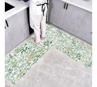 2 Pezzi Tappetino da Cucina Antiscivolo Set di Tappeti da Cucina, Tappetini e Tappeti Campagna Piante Fiori Selvatici Piante Lavabili per Corridoio, Sala da Pranzo e Ingresso, 43×75cm+43×120cm