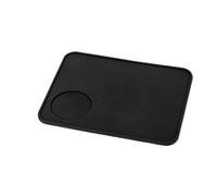 2 pezzi Tappetino for caffè espresso in silicone spesso professionale antiscivolo for for pressare la polvere nera Accessorio for barista(Black-Flat)