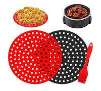 2 Pezzi Tappetino Friggitrice ad Aria in Silicone Fodere Riutilizzabili per Friggitrice ad Aria Fodera per Friggitrice ad Aria Riutilizzabile Tappetini Riutilizzabili per Friggitrice ad Aria