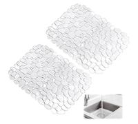 2 Pezzi Tappetino Lavello Cucina, 30x40 cm Tappetino Protettivo per Lavello da Cucina, Tappetini Lavandino in PVC, Proteggi Lavandino Cucina per Posate, Cristalleria, Verdure (Trasparente)