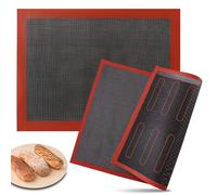 2 Pezzi Tappetino Microforato per Forno, 40 x 30 cm Tappetini da Forno in Silicone a Doppia Faccia, Antiaderenti Antiscivolo & Riutilizzabili, per Sbuffi, Biscotti, Pane, Pasticcini, Pizza