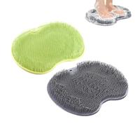 2 Pezzi Tappetino per Piedi Scrubber, Gratta Schiena Doccia Antiscivolo Tappetini Silicone Il Lavaggio Dei Piedi con Ventose per Pulire Massaggio Esfoliante(Grigio, Verde)