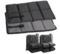 2 Pezzi Tappetino Pieghevole Outdoor,Cuscino Stadio Gomma Piuma,Picnic Cuscino Seduta,Cuscini Esterni Impermeabili con 2 Borsa Portaoggetti per campeggio,picnic,escursioni e trekking(Nero,Grigio)