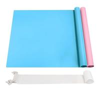 2 Pezzi Tappetino Silicone 70 x 50 cm, Tappetino in Silicone per Resina Epossidica, Alginato per Calchi, Grandi Tappetino Antiaderente in Silicone per Artigianato (Rosa/Blu)