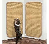 2 Pezzi Tappetino Tiragraffi per Gatti, Tiragraffi Divano Sisal 50x25 cm, Velcro+Disegno di Fissaggio Biadesivo, Tappeto per Gatti Antigraffio Resistente, Protezione di Divani e Tappeti