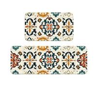 2 Pezzi Tappeto Cucina Antiscivolo Impermeabili Lavabili in Lavatrice Morbido Runner Resistente all'usura Antifatica Tappetini Cucina Comodo e Durevole per interni Mandala (43x75cm+43x120cm) J-2875
