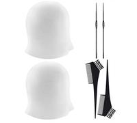 2 Pezzi Tappi Capelli in Rilievo con 2 Gancio Agh,Rriutilizzabili Cappuccio in Silicone Tinture Capelli, Bianco Strumenti professionali in silicone,Tingere Capellii kit