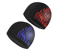 2 Pezzi Tappi da nuoto in tessuto confortevole Cappello da nuoto in tessuto di alta qualità elasticizzato unisex in tessuto di poliestere cuffia da nuoto leggera per sport acquatici(modello di fiamma)