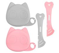 2 Pezzi Tappi per Lattine con 2 Pezzi Cucchiai Multifunzione per Cibo per Gatti, Tappi per Lattine 3 in 1, Facili da Pulire, Sigillatura Eccellente per Conservare Cibo per Cani e Gatti, Grigio e Rosa