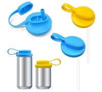 2 Pezzi Tappi per Lattine di Bevande, Coperchi per Bibite Riutilizzabili, Coperchi in Silicone Antipolvere con Cannuccia, Tappo per Lattine per Bevande, Soda, Cola, Birra(2 Colori)