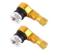 2 pezzi tappi steli valvola pneumatici 90 gradi, tappi stelo valvola pneumatici ruote in lega di alluminio moto universali, valvole a scatto tubeless 11,3 mm(Oro)