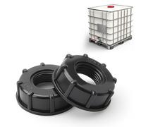 2 Pezzi Tappo Adattatore IBC 1" IBC Adattatore per Serbatoio di Acqua S60X6 Filettatura Interna Connettore per Serbatoio dell'Acqua IBC Raccordo in Plastica per 1000 L(Nero)