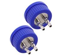 2 Pezzi Tappo di Campionamento Gl45 a Doppia Porta per Flaconi | Plastica e Metallo, Blu, Filettatura a Vite Gl45, Supporto per Dosaggio Preciso e Uso Sterile