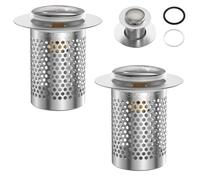 2 pezzi Tappo per lavello Pop Up, Tappo per lavello con filtro di scarico in acciaio inossidabile, design anti-zoccoli e anti-odori, lavabo, cucina, bagno