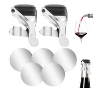 2 Pezzi Tappo per Spumante, Tappi per Bottiglie Vino Spumante, Tappi in Acciaio Inossidabile Tappo Professionale Riutilizzabile da Vino con 5 Versatore di Vino per Vino Rosso, Champagne, Prosecco