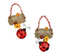 2 Pezzi Targhe Benvenuto Coccinella - Decorazioni Porta in Resina e Legno con Girasole - Per Interni/Esterni - Idee Regalo per Casa e Giardino