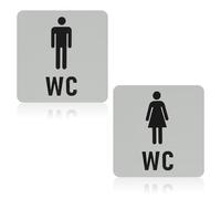 2 Pezzi Targhetta Per Wc Autoadesiva, Da Donna, In Acciaio Inox, Targhetta Bagno Inox Uomo E Donna, Adesivo Wc Inox Per Porta Wc Con Segnaletica Bagno Autoadesiva