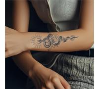 2 pezzi tatuaggio serpente fiore di loto adesivo tatuaggio braccio non riflettente a base di erbe semipermanenti succo di pianta impermeabile duraturo, tatuaggi finti