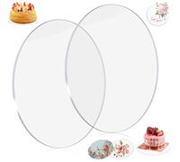 2 Pezzi Tavola per Torte in Acrilico, Ø 20 cm Piatto in Acrilico Trasparente Base per Torta Rotonda, Non Adesivo Riutilizzabile per Servire Torte Base, Spessore 2 mm