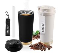 2 Pezzi Tazza da Caffè Isolata, 500ml Tazza per Caffe da Viaggio, Thermo Coffee Mug-to-Go in Acciaio Inossidabile Senza BPA, Borraccia Caffe Ermetica Portatile per Caldo e Freddo,Coffee Cup da Viaggio