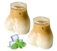 2 Pezzi Tazza In Vetro A Forma Di Corpo, 450 Ml Divertente Tazza A Forma Di Po, Divertenti Da Caffè, Per Latte Macchiato, Gelato, Whisky, Yogurt