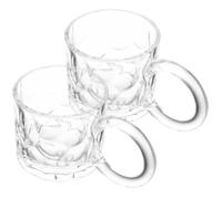 2 Pezzi Tazza in Vetro Trasparente con Manico, Design Goffrato | Vetro senza Piombo, Facile da Pulire, Uso Quotidiano per Latte e Acqua Fredda