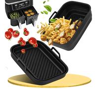 2 Pezzi Teglie in Silicone per Friggitrice ad Aria, Contenitori Pieghevoli Riutilizzabili, Compatibili con Ninja Foodi MAX Dual Zone AF400EU, Double Stack XL SL400EU e FlexDrawer AF500EU
