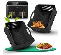 2 Pezzi Teglie in Silicone Riutilizzabili per COSORI Dual Blaze 8,5L Friggitrice ad Aria(CAF-R901-AE) - Accessori per Cotture Leggere e Facili da Pulire