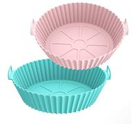 2 Pezzi Teglie per Friggitrice ad Aria con Manico, Accessori Friggitrice ad Aria Riutilizzabili, Contenitori in Silicone per COSORI Innsky Moulinex Philips