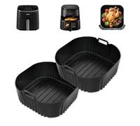 2 Pezzi Teglie Silicone per Friggitrice ad Aria, 23cm Contenitori Friggitrice ad Aria Accessori per Cosori 5,5L/6L/6,2L, Philips 2000 NA230 6,2L, Russell Hobbs 8L, Moulinex 5L/6,5L/7L