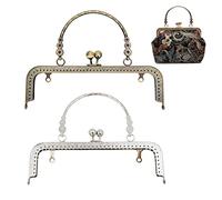 2 Pezzi Telaio Borsa Metallo,Chiusura per Portamonete,Clic Clac Chiusura per Borsa,Cornici Borsa in Metallo Retrò,per Progetti di Bricolage e Artigianato, Borsa o Borsa per Monete (Bronzo, Argento)