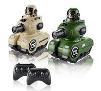 2 Pezzi Telecomandati Combattimento Auto, 2,4 GHZ RC Battaglia Veicolo-Cisterna, 360° Rotazione Telecomando Deriva Giocattolo con LED Luce e Musica, Catapulta Bambola Tanks für 6+ Jahre Ragazzo