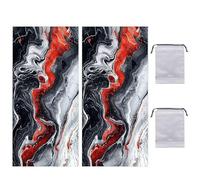 2 Pezzi Telo Mare Microfibra XXL 90 x 180 cm Asciugamano da Spiaggia Nero e rosso Telo Leggero in Cotone Morbido, Antisabbia Mare Coperta da Spiaggia per Campeggio, Spiaggia, Piscina, Viaggio U-319