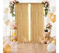 2 pezzi Tenda con paillette - 60x240cm Sfondo a Tende con Sequin per Laurea Scuola Feste Decor feste di compleanno, matrimonio, palcoscenico -Oro