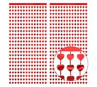 2 Pezzi Tende con Frange in Lamina a Forma di Cuore, Decorazioni con Festoni a Forma di Cuore Rosso per Sfondo per Feste di San Valentino Matrimonio Romanticismo Foto Sullo Sfondo
