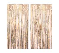 2 Pezzi Tende in Seta Pioggia (1 x 2 m) - Tende a Nappa, Streamer, Pellicola Metallica di Sfondo per Porte, Finestre e Decorazioni per Feste