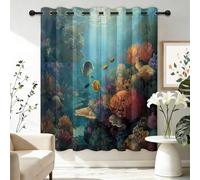 2 Pezzi Tende Oscuranti 140L X 175A cm - Interni Isolanti Termiche con Occhielli, Fine Marino Animale Corallo Pesce Tropicale Tenda Coprenti per Camera da Letto e Soggiorno Decorazione, Multicolore