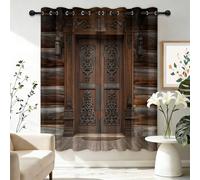2 Pezzi Tende Oscuranti 140L X 240A cm - Interni Isolanti Termiche con Occhielli, Rustico Raffinato Architettura Casa Di Legno Tenda Coprenti per Camera da Letto e Soggiorno Decorazione, Multicolore