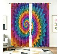 2 Pezzi Tende Oscuranti 140L X 260A cm - Interni Isolanti Termiche con Occhielli, 3D Geometrico Astratto Gradiente Vortice Tenda Coprenti per Camera da Letto e Soggiorno Decorazione, Multicolore