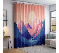 2 Pezzi Tende Oscuranti per Interni Isolanti Termiche con Occhielli Semplice Montagne Tramonto Fiume Tenda Coprenti Rosa Blu per Camera da Letto e Soggiorno L140 × A245 cm