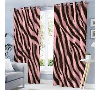 2 Pezzi Tende Oscuranti Per Interni Isolanti Termiche Con Occhielli Striscia Zebra Astratta Tenda Coprenti Animale Romantico Per Camera Da Letto E Soggiorno Moderne 140Lx280A Cm Fard In Polvere