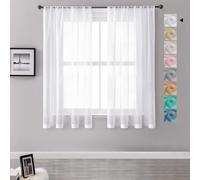 2 Pezzi Tende Voile Trasprarenti Bianche Soggiorno Con Tasca per Asta 140X137Cm