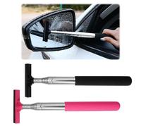 2 Pezzi Tergivetro Per Specchietto Laterale, Tergicristallo Laterale Retrattile Pulisci Specchietti Auto, Lunghezza Fino a 98 cm, per la Pulizia della Pioggia di Vetro(Nero+Rosa)