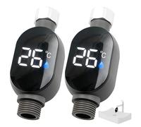 2 pezzi Termometro da bagno digitale LED: Termometro da doccia impermeabile con display LED 0-99 ℃ Flusso d'acqua in tempo reale Termometro da bagno per doccia del bambino Termometro per doccia del