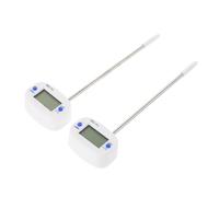 2 Pezzi Termometro da Cucina Digitale per Alimenti Sonda, Bianco | Lettura Rapida C/f, Grande Display a Cifre, Metallo e Plastica, per Olio, Carne, Casa e Caffè
