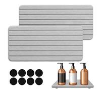 2 pezzi Terra di Diatomee Assorbenti, 21 x 10 cm Vassoio di Fango Diatom, Asciugatura Rapida Sottobicchieri da Bagno, Grigio Rettangolari Pietra Assorbente che assorbono per Cucina, Bagno, Lavabo