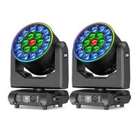 2 pezzi Teste Mobili LED 19 x 20W LED RGBW Beam Wash Luce da Palcoscenico Colore Vortice Caleidoscopio Zoom Effetto Luce di Scena DMX512 per Natale Club DJ Discoteca Festa