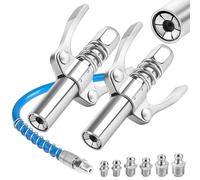 2 Pezzi Testina Ingrassatore, 10000 PSI Ingrassatori Testine con Tubo 30cm e Maniglia di Lubrificazione, Doppelgriff G Accoppiatore per Ingrassatore Passend Standard M6/M8/M10