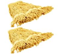 2 Pezzi Testine di Ricambio per Scopa Pulizia Industriale | Cotone e Poliestere, Lavabili e Riutilizzabili, Giallo, Sostituzione Facile, per Spazzolone Professionale